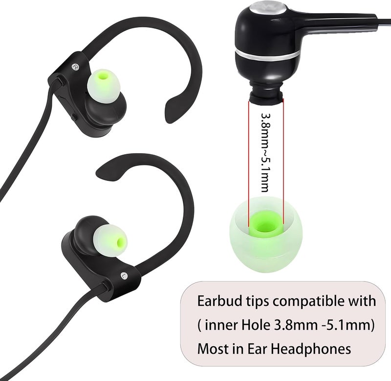 AQIMY Silicone Earbud Tips - S M L, Fit Most In-Ear Earbuds (Inner Hole 3.8mm - 5.1mm), 9 Pairs - Image 3